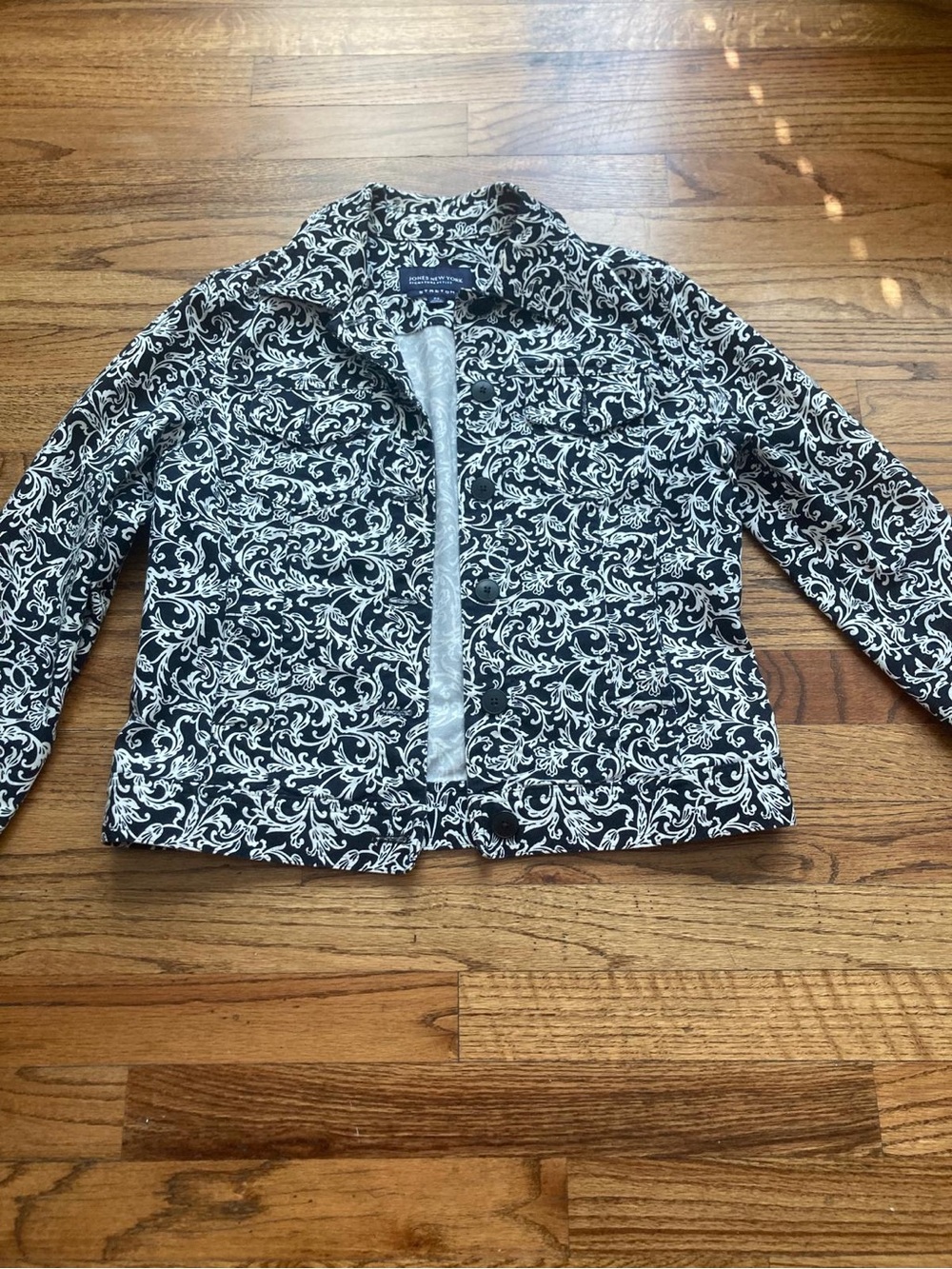 Jones New York Black and White Scroll Print Jacket
